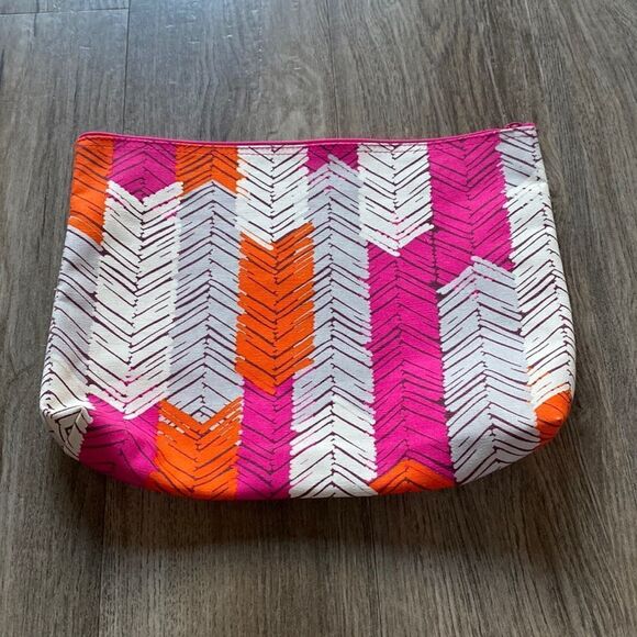 NEW Thirty One Orange Pink & White Retired Print Pouch - Picture 1 of 10